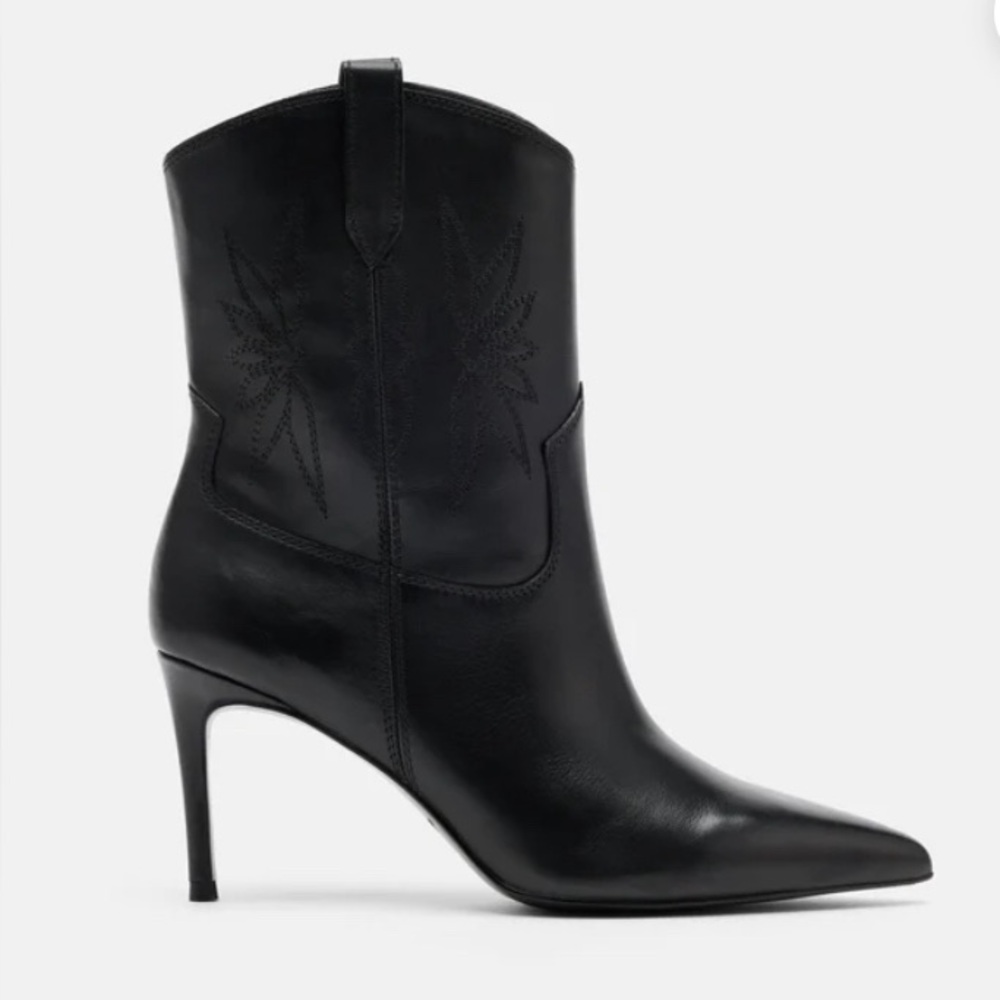 NWB Marc Nolan Jolene Black Leather Stiletto Ankle Boots